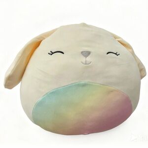 12 ‘’ Squishmallows Robyne the Rabbit plush toy with a rainbow belly